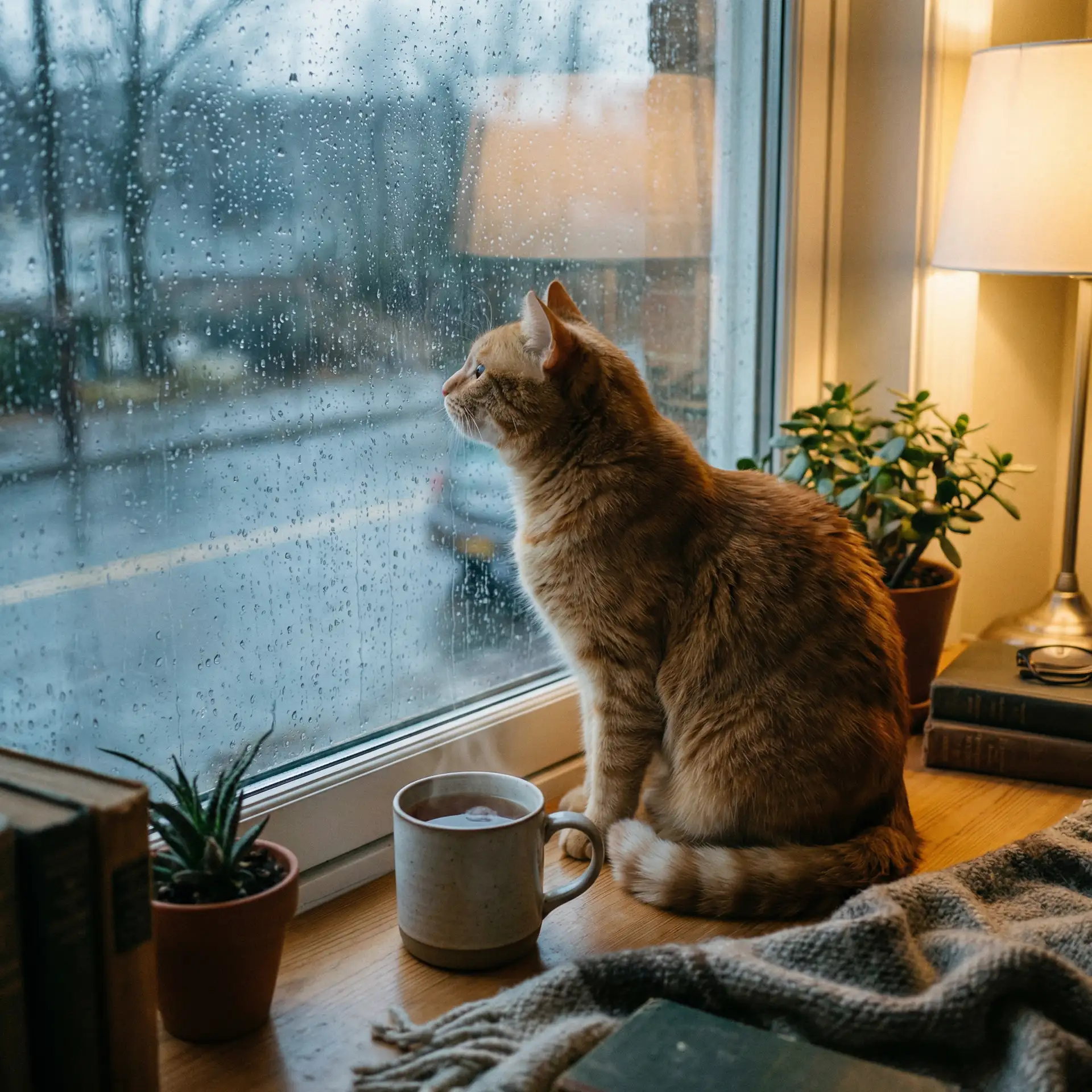 猫咪望着窗外的雨 - 一龙战群凤校园宿舍